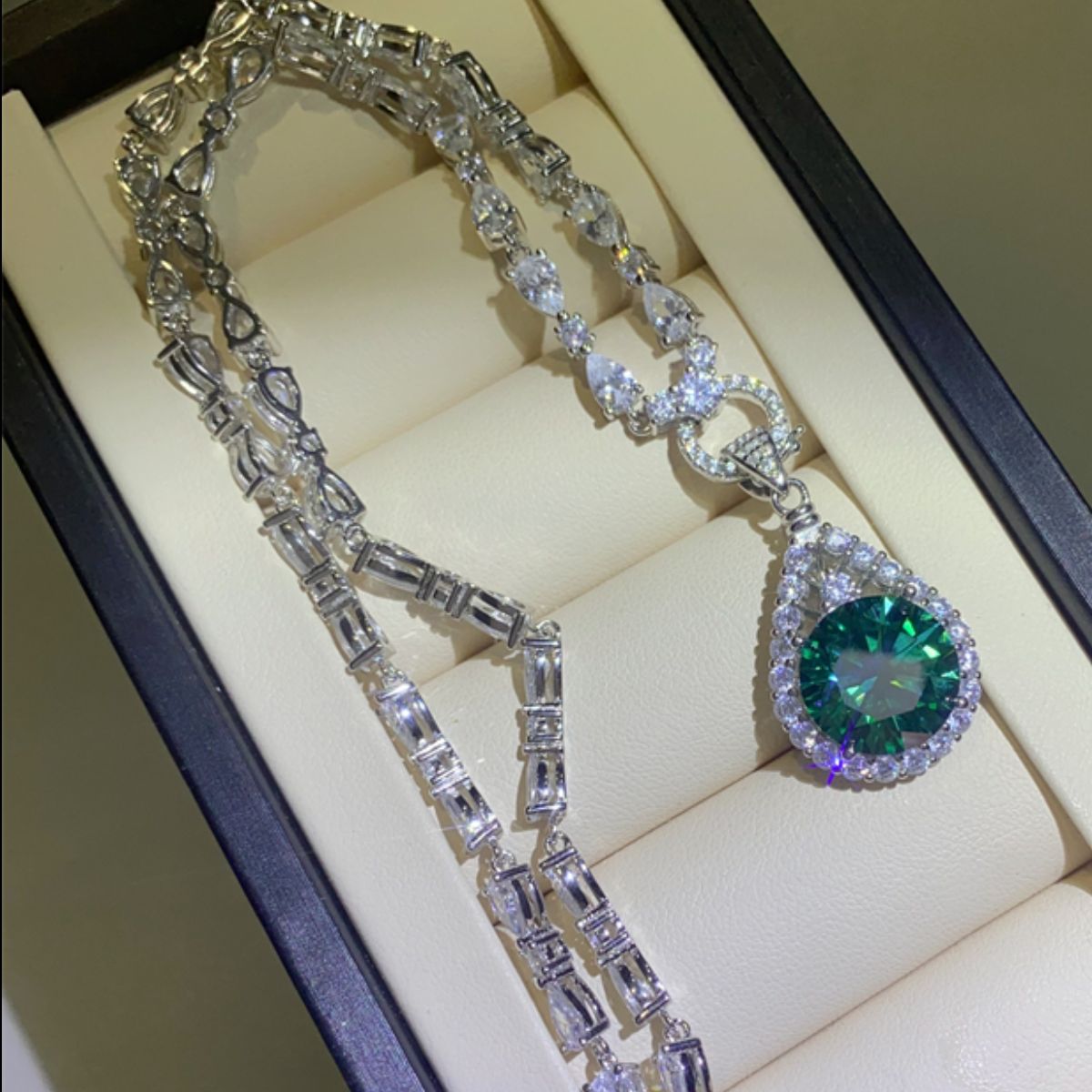 10 Carat Sparkala™ 925 Sterling Silver Teardrop Shape Necklace