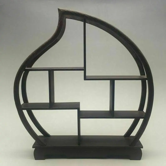 Wood‑Carved Peach Stand for Snuff Bottles & Statues – Asian Home Decor