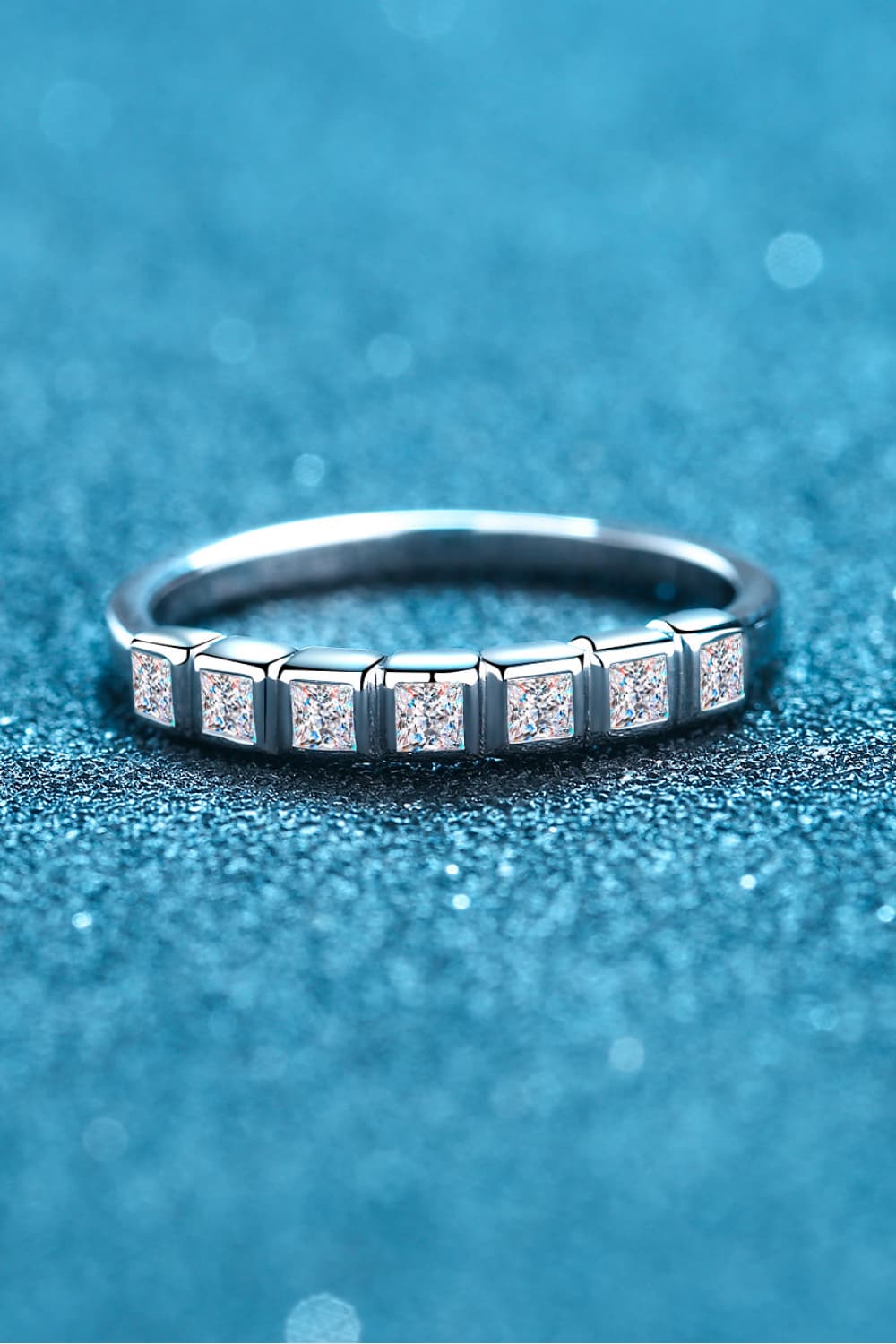 Sparkala™ Rhodium-Plated Half-Eternity 7 Stone Ring