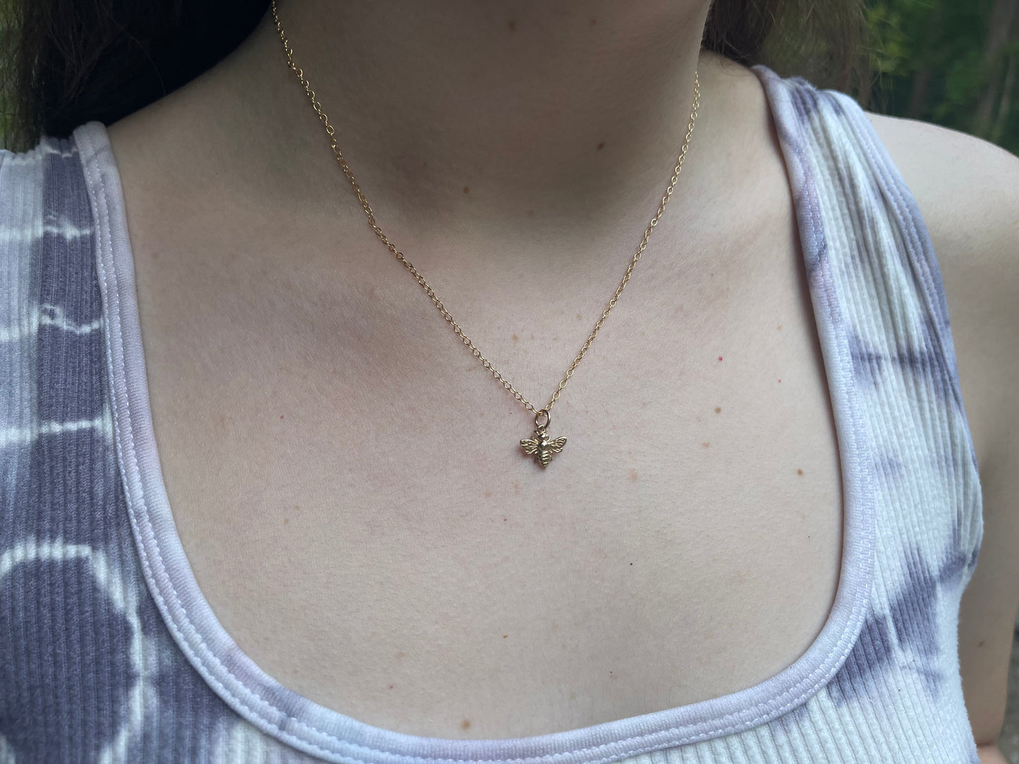 Tiny Sterling Silver Bumblebee Necklace – Simple Everyday Bee Charm Jewelry