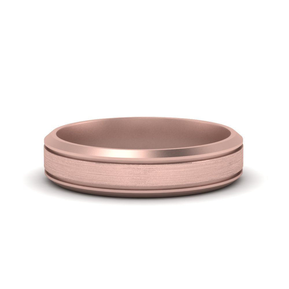 Beveled Inlay Mens Wedding Band