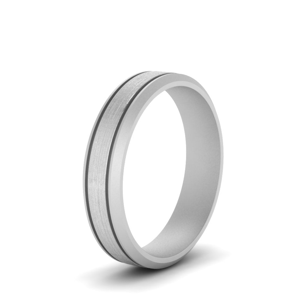 Beveled Inlay Mens Wedding Band