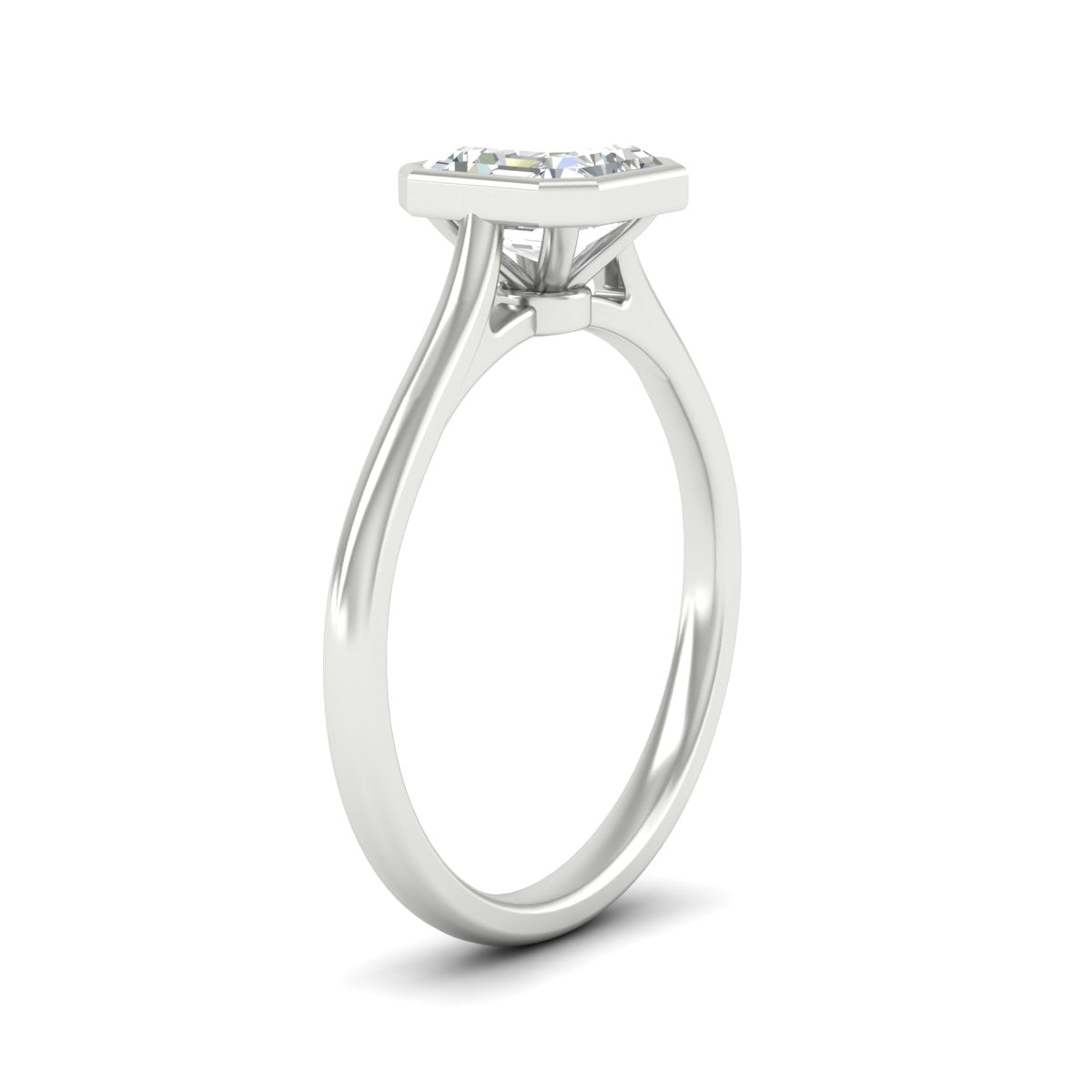 Asscher Cut Petite Bezel Solitaire Engagement Ring