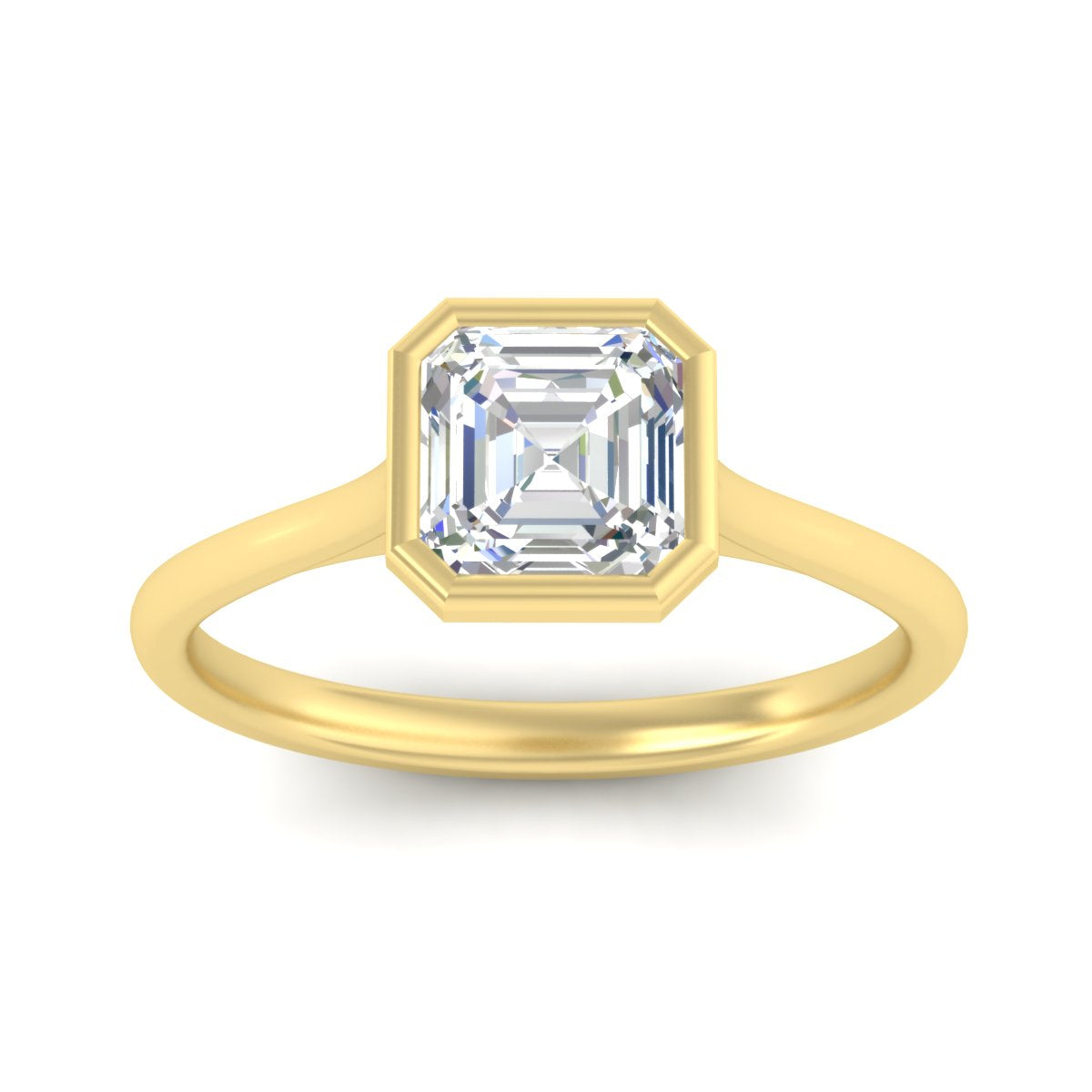 Asscher Cut Petite Bezel Solitaire Engagement Ring
