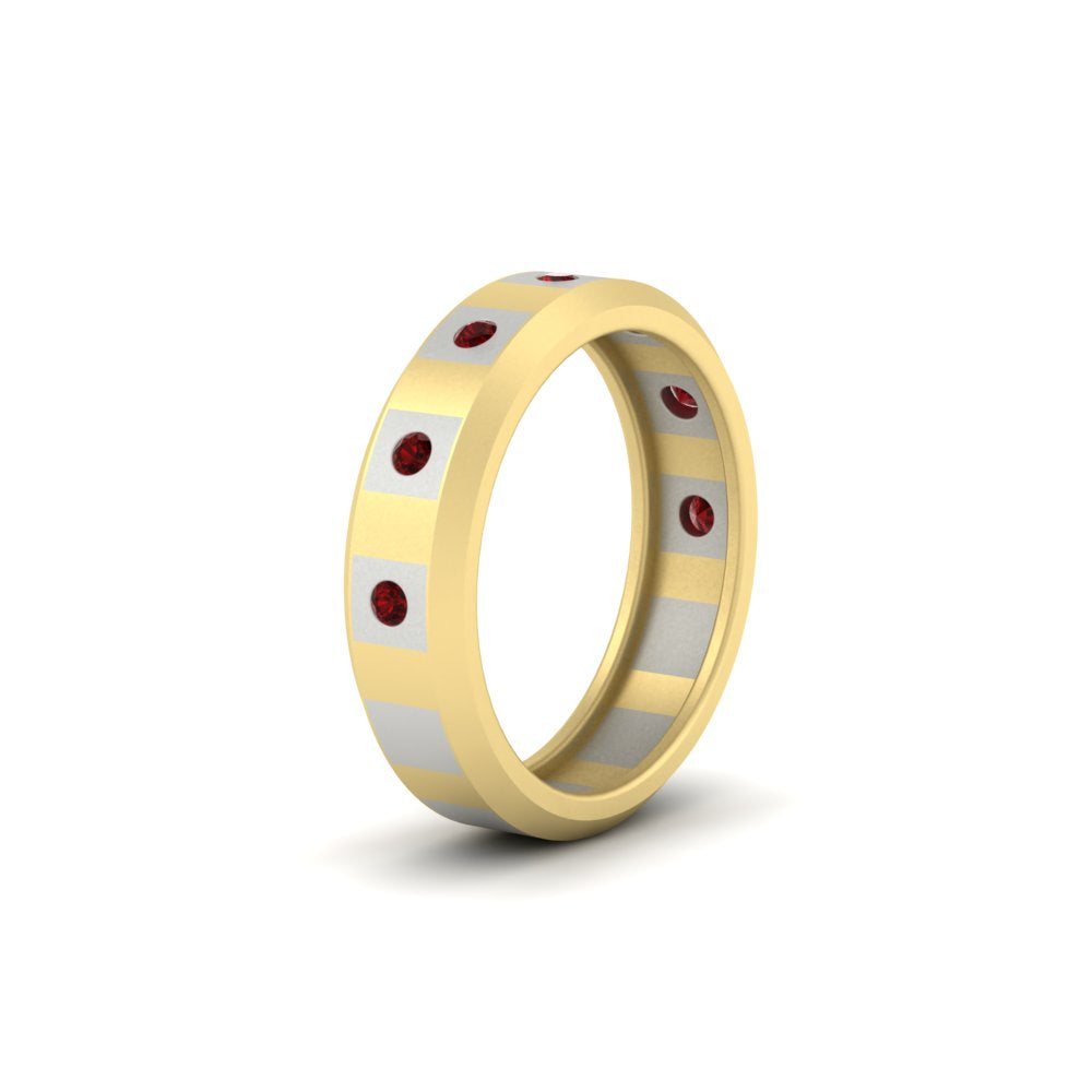 Bezel Round Mens Wedding Ring
