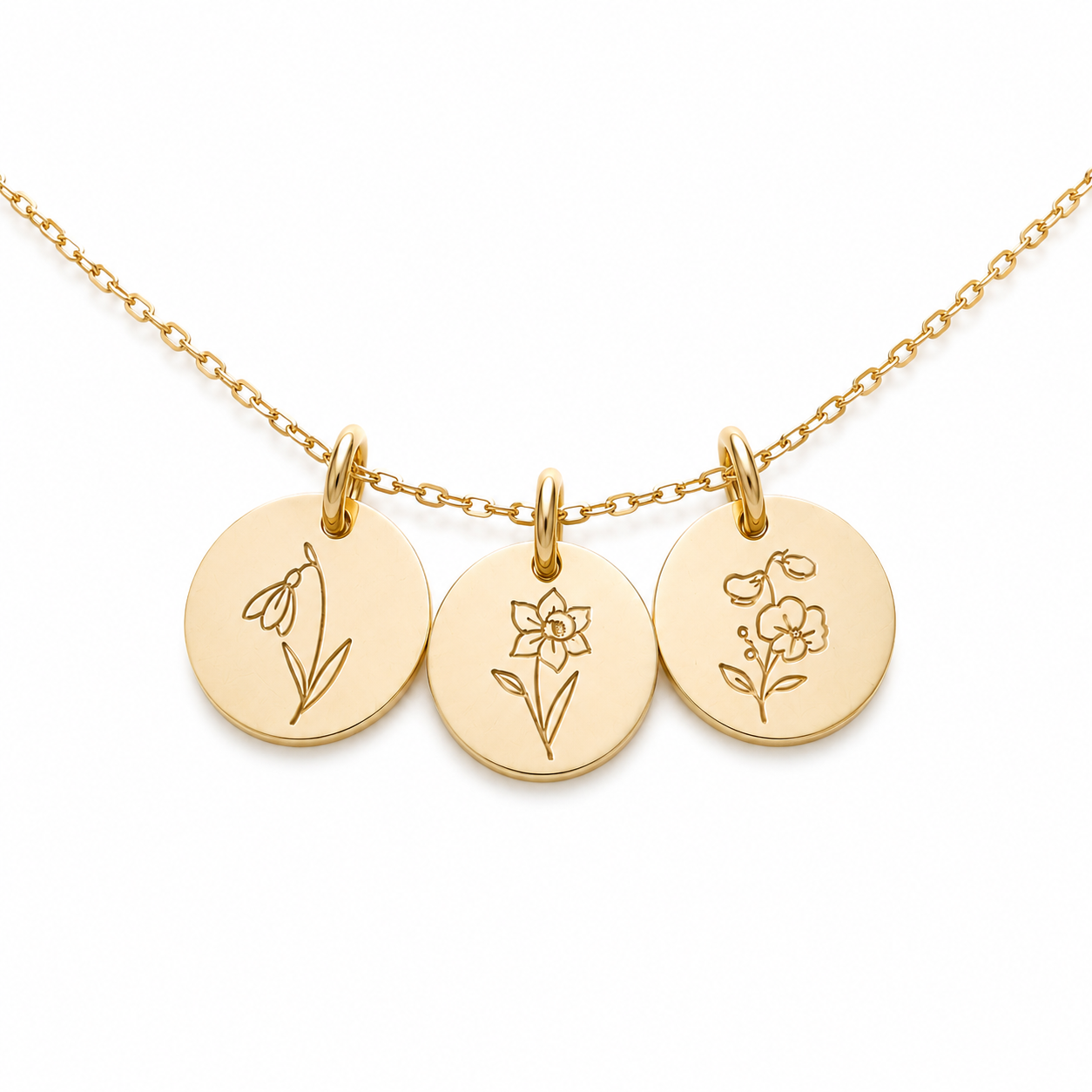 Birth Flower Necklace | Hand Stamped | 14K Gold Filled