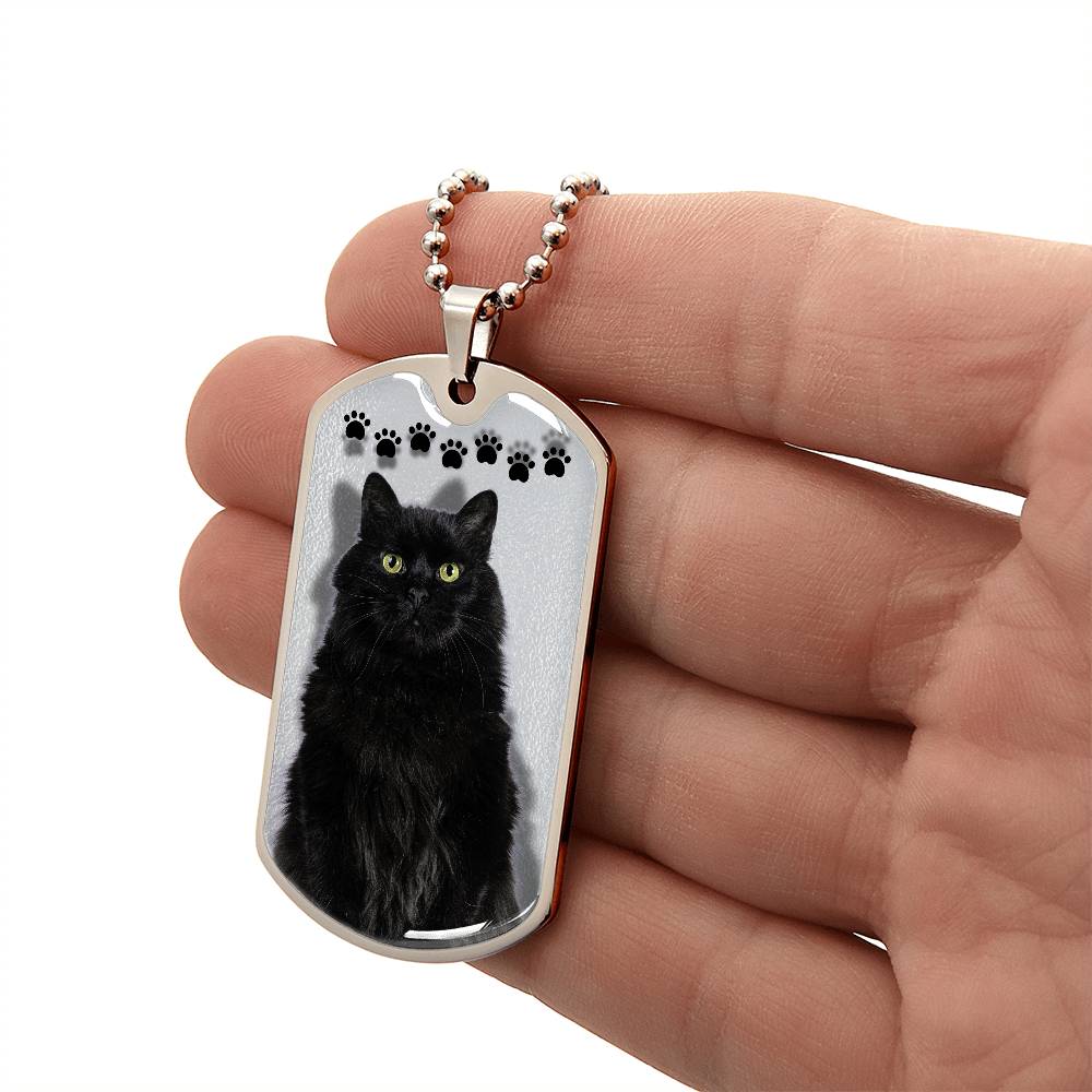 Black Cat on Silver Necklace
