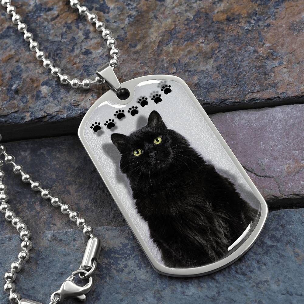Black Cat on Silver Necklace