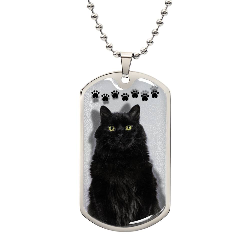 Black Cat on Silver Necklace