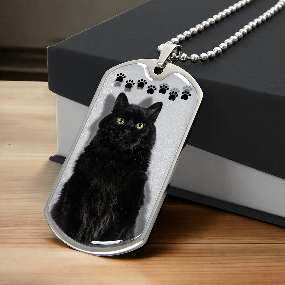 Black Cat on Silver Necklace