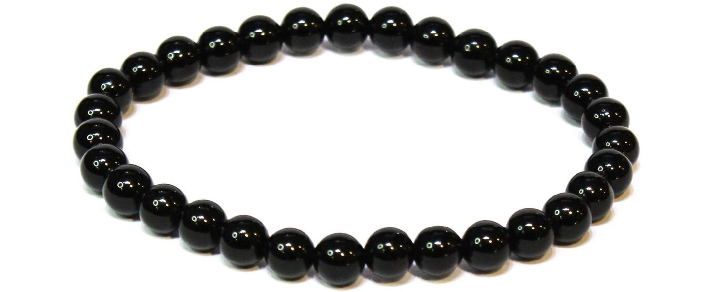 Black Obsidian Round Bead Bracelet - Strong Protection