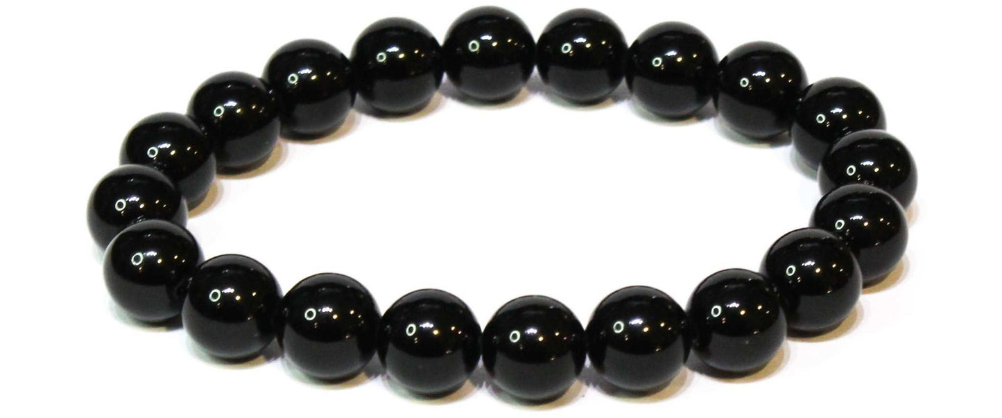 Black Obsidian Round Bead Bracelet - Strong Protection