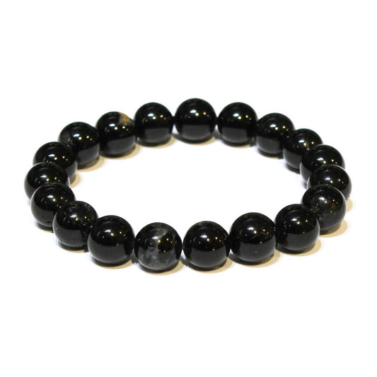 Black Tourmaline Round Bead Bracelet - Protective Filter