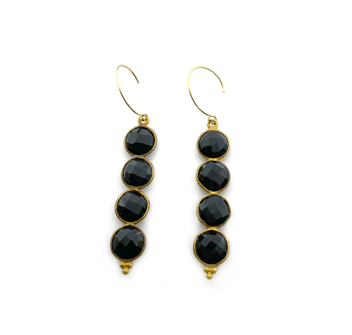 Black Onyx Gemstone Drop Earrings – 14K Gold Filled