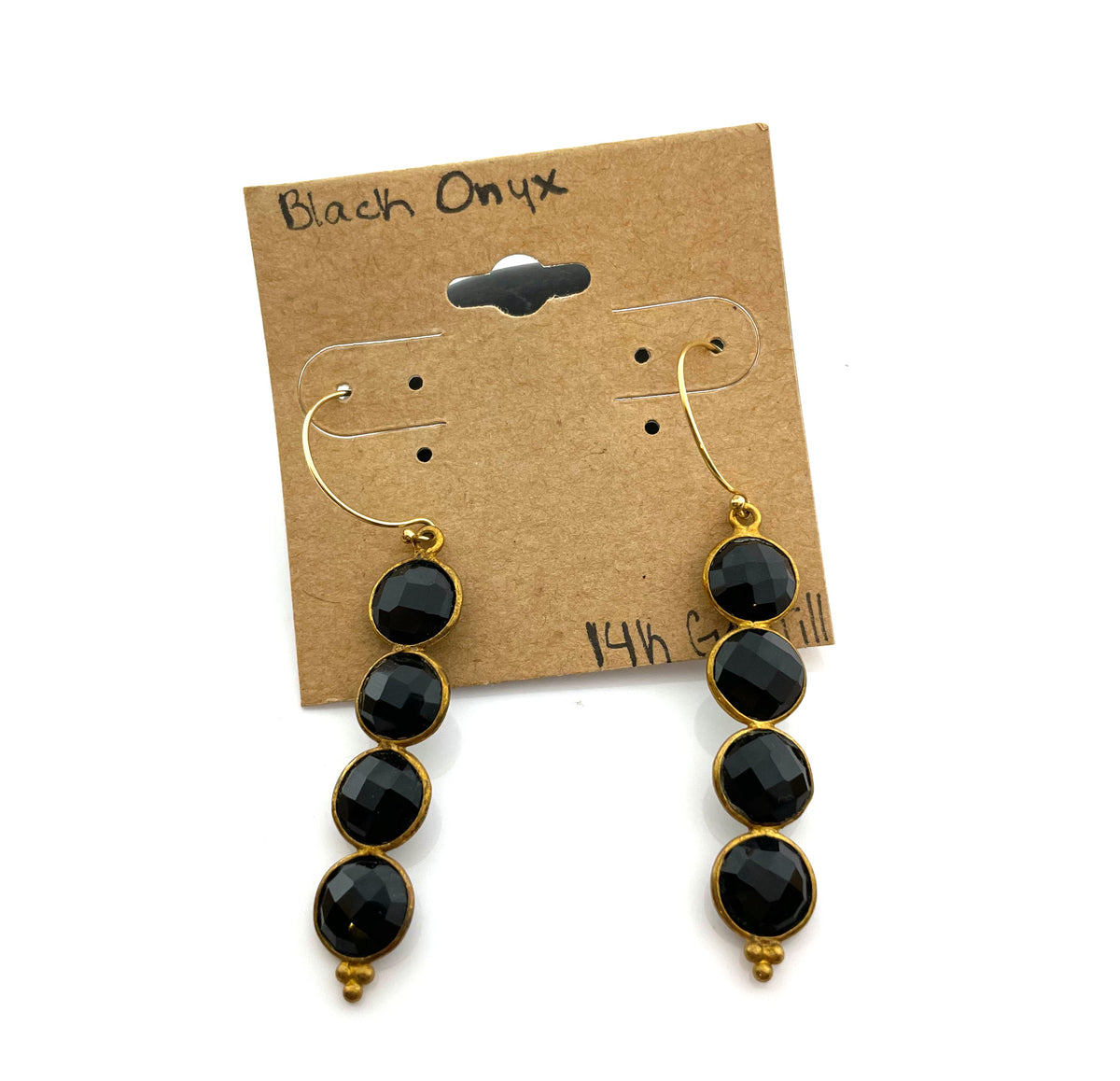 Black Onyx Gemstone Drop Earrings – 14K Gold Filled