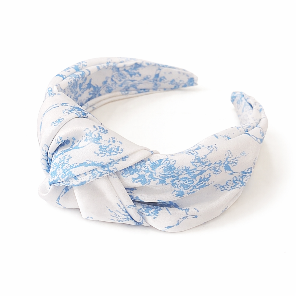 Blue And White Toile Knotted Headband