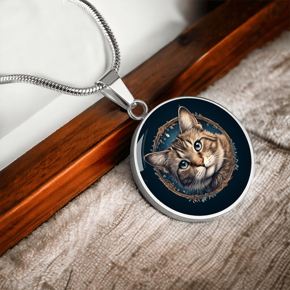 Blue Eyed Kitty Small Pendant Necklace