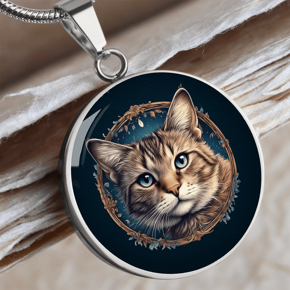 Blue Eyed Kitty Small Pendant Necklace