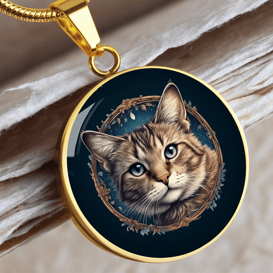 Blue Eyed Kitty Small Pendant Necklace