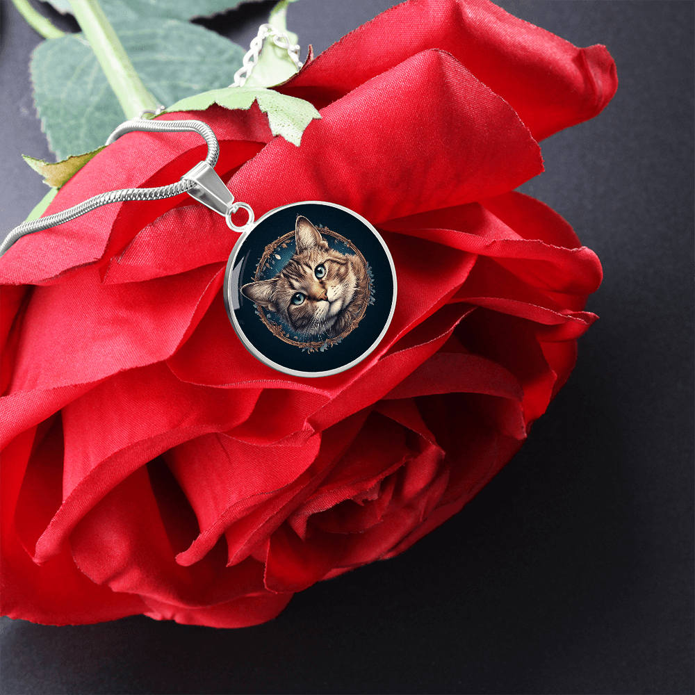 Blue Eyed Kitty Small Pendant Necklace