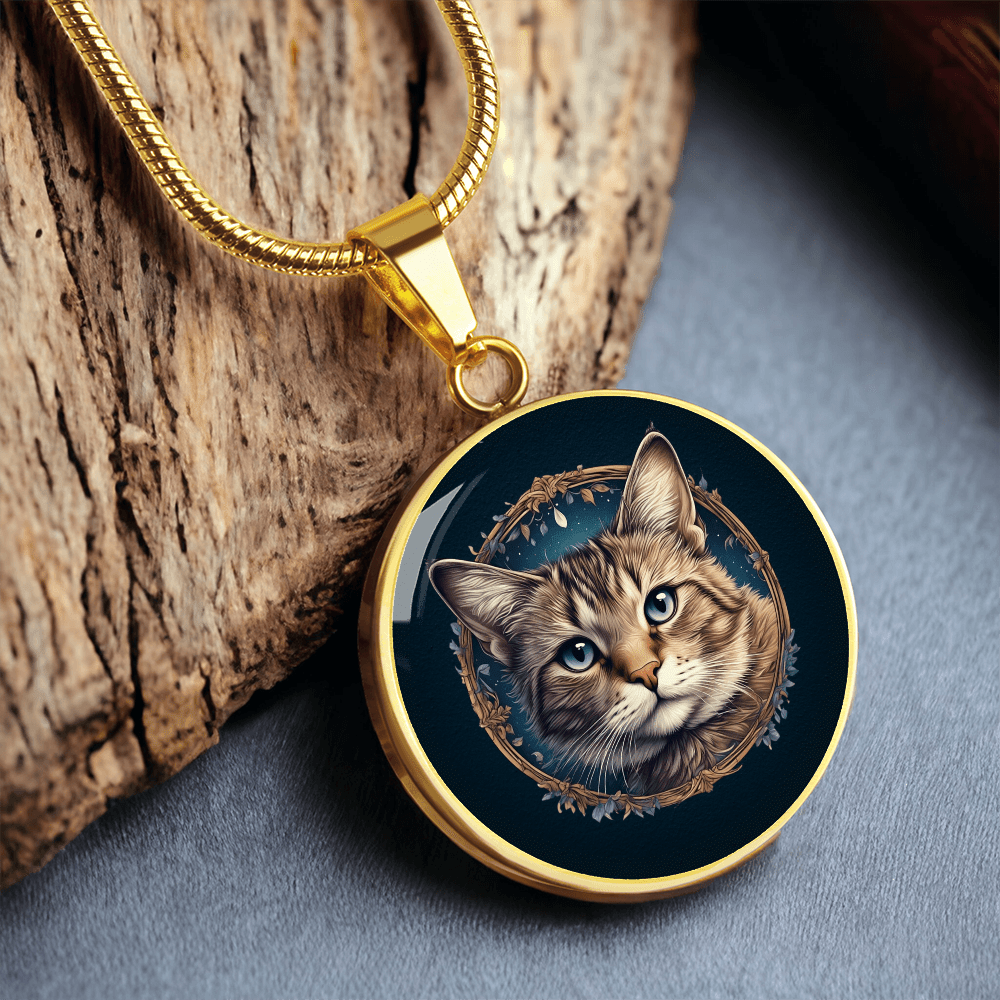 Blue Eyed Kitty Small Pendant Necklace