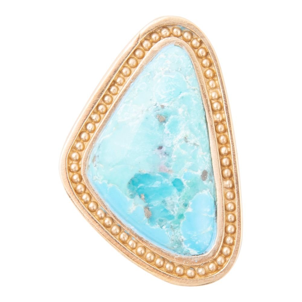 Blue Turquoise Triangle Golden Statement Ring