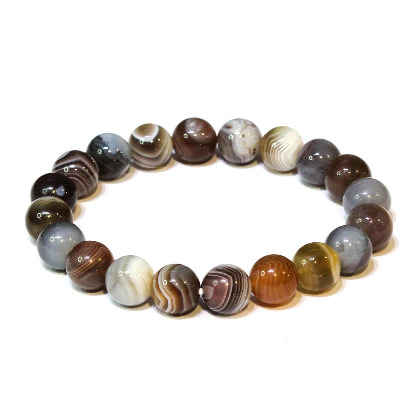 Botswana Agate Round Bead Bracelet - Spirit Lifter