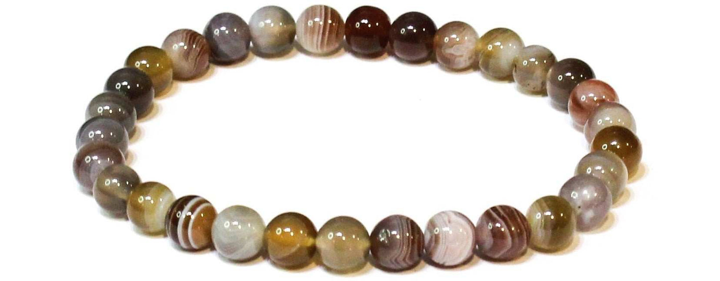 Botswana Agate Round Bead Bracelet - Spirit Lifter
