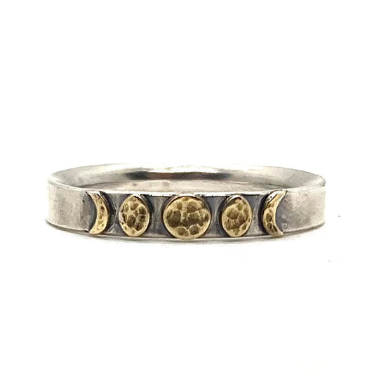 Moon Phase Band Ring in Brass and Sterling Silver