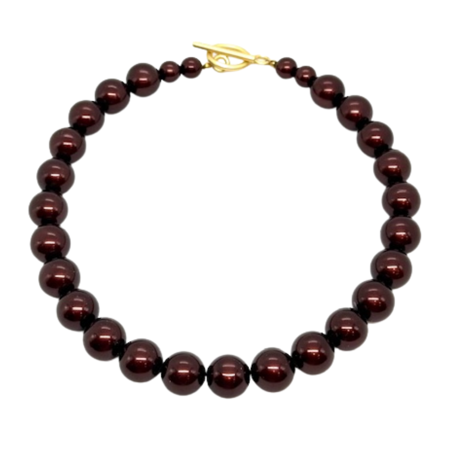 Burgundy Bubble Pearl Necklace With Matte Gold Toggle