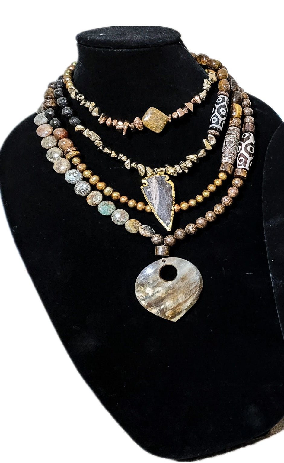 "Brown Baby" Natural Jasper and Pearl Layered Necklace