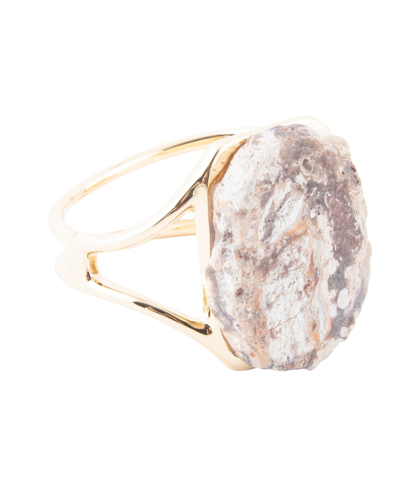 Brown Ocean Jasper Slab Golden Cuff Bracelet