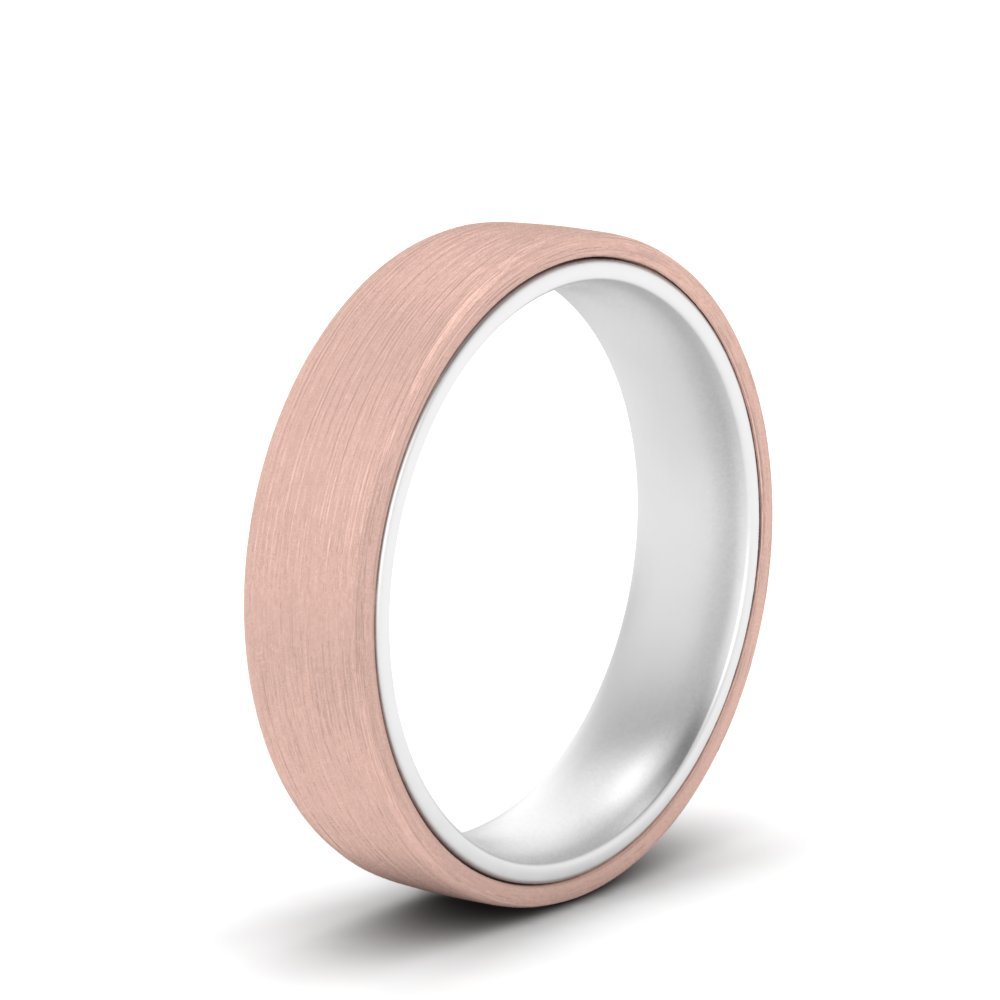 Brushed 2 Tone Mens Wedding Ring
