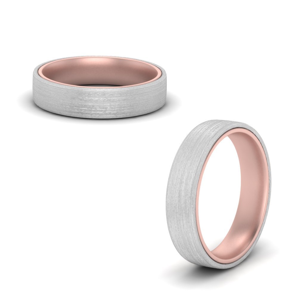 Brushed 2 Tone Mens Wedding Ring