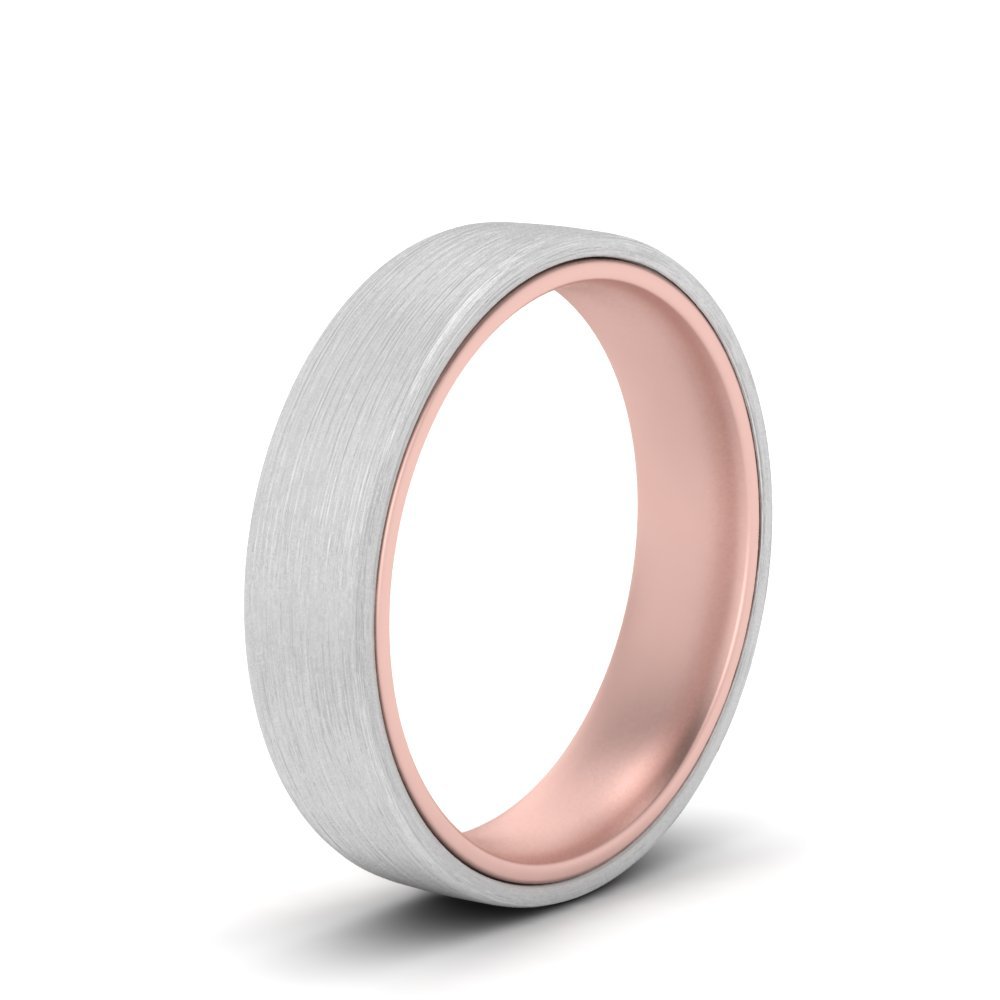 Brushed 2 Tone Mens Wedding Ring