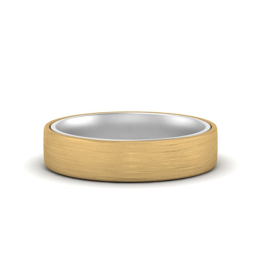 Brushed 2 Tone Mens Wedding Ring