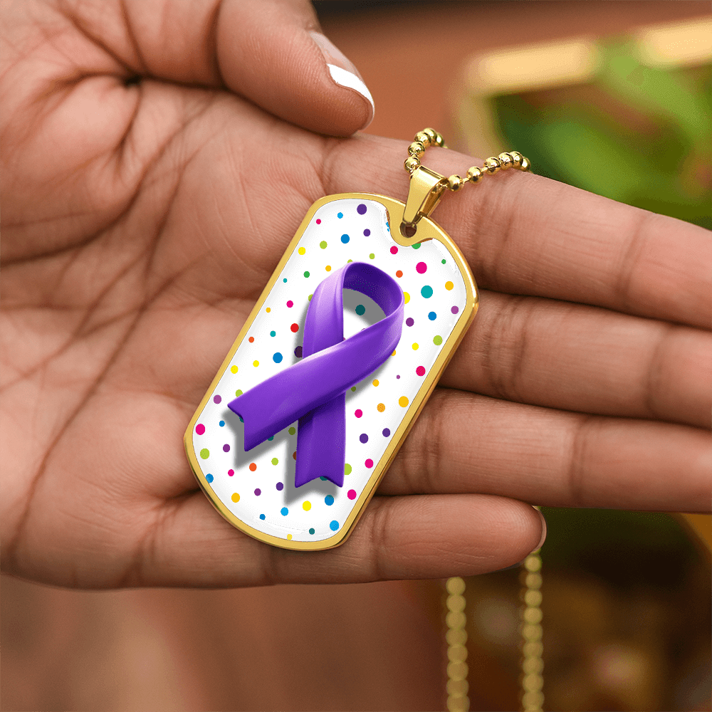 Bubble Ribbon on Polka Dots Necklace for Epilepsy Awareness