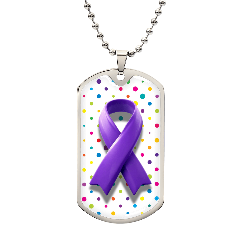 Bubble Ribbon on Polka Dots Necklace for Epilepsy Awareness