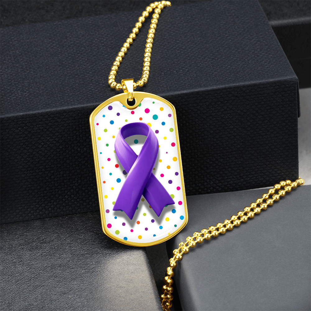 Bubble Ribbon on Polka Dots Necklace for Epilepsy Awareness