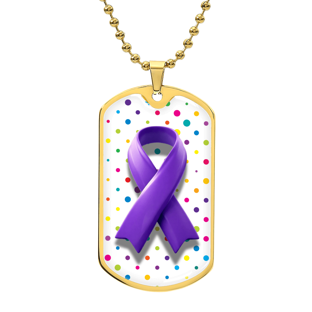 Bubble Ribbon on Polka Dots Necklace for Epilepsy Awareness