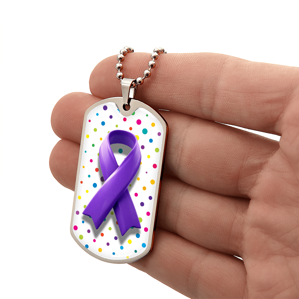 Bubble Ribbon on Polka Dots Necklace for Epilepsy Awareness