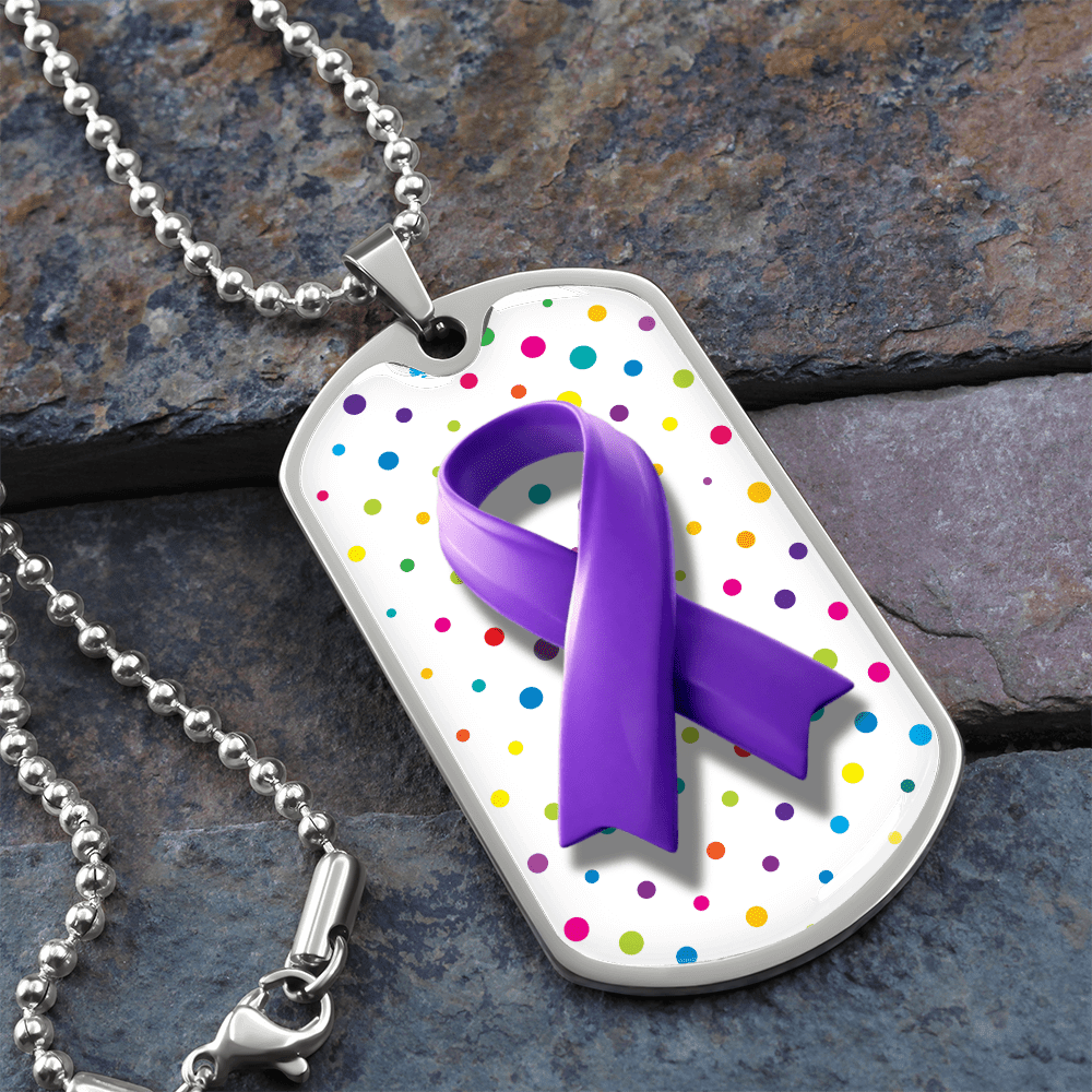 Bubble Ribbon on Polka Dots Necklace for Epilepsy Awareness