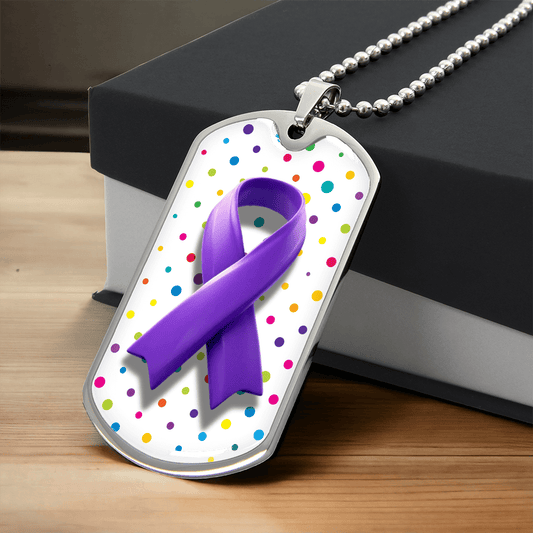 Bubble Ribbon on Polka Dots Necklace for Epilepsy Awareness