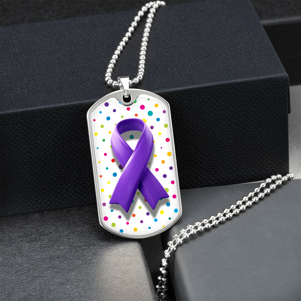 Bubble Ribbon on Polka Dots Necklace for Epilepsy Awareness
