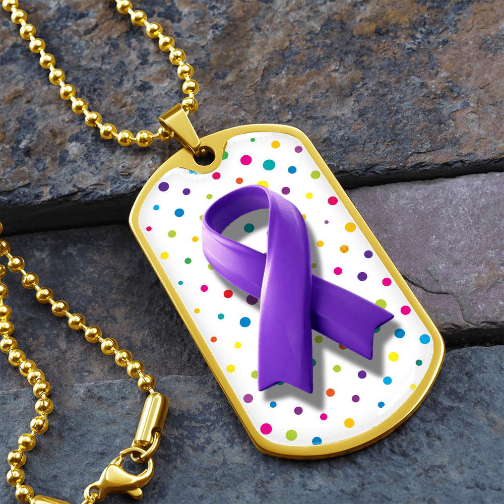 Bubble Ribbon on Polka Dots Necklace for Epilepsy Awareness