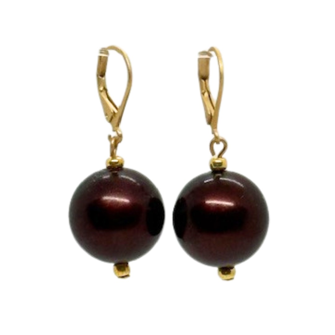 Burgundy Bubble Pearl Earrings