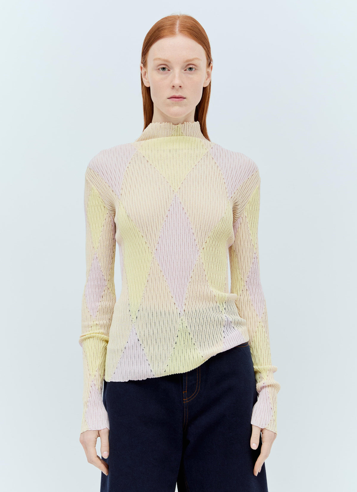 Burberry Women Argyle High-Neck Sweater