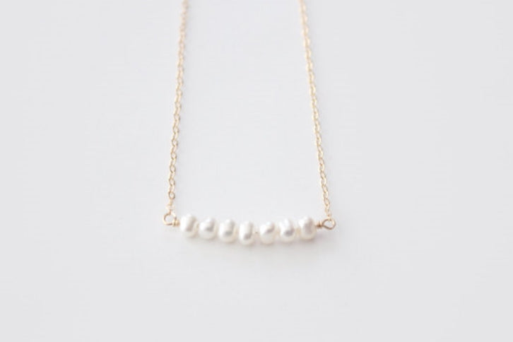 Freshwater Pearl Bar Necklace, 14k Gold Filled - As Seen in Tough Apparel Commercial