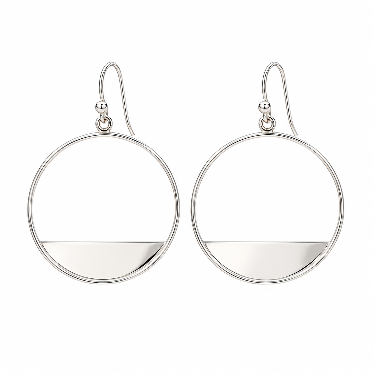 Sterling Silver Geometric Circle Dangle Earrings