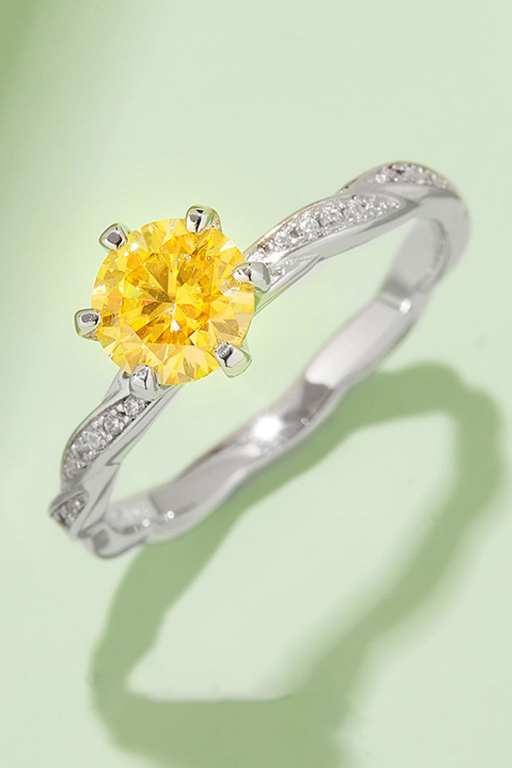 1 Carat Brilliant Round Cut Sparkala™ Contrast Platinum Over Pure Sterling Silver Ring (Yellow, Pink, or Blue)